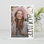 Modern Simple Graduate 3 Photo Collage Graduation Ankündigung (Stehend Vorderseite)