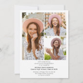 Modern Simple Graduate 3 Photo Collage Graduation Ankündigung (Rückseite)