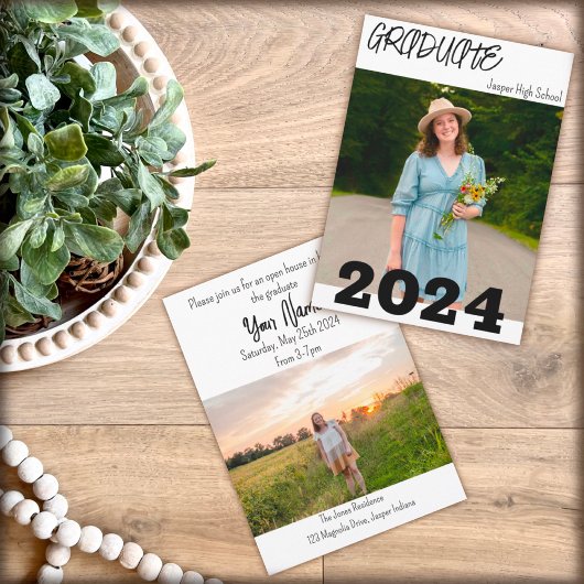 Modern Simple Graduate Custom Foto Name Einladung