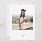 Modern Simple Graduate Two Photo Graduation Dankeskarte (Rückseite)