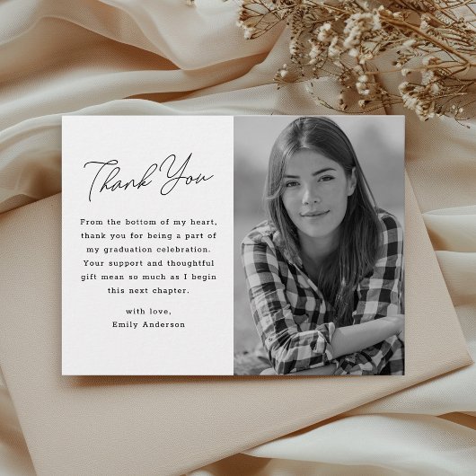 Modern Simple Graduation Photo Thank You Postkarte