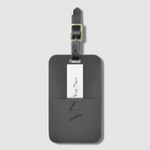 Modern Simple Grau Anthracite Monogramm Name Gepäckanhänger (Vorderseite Vertikal)