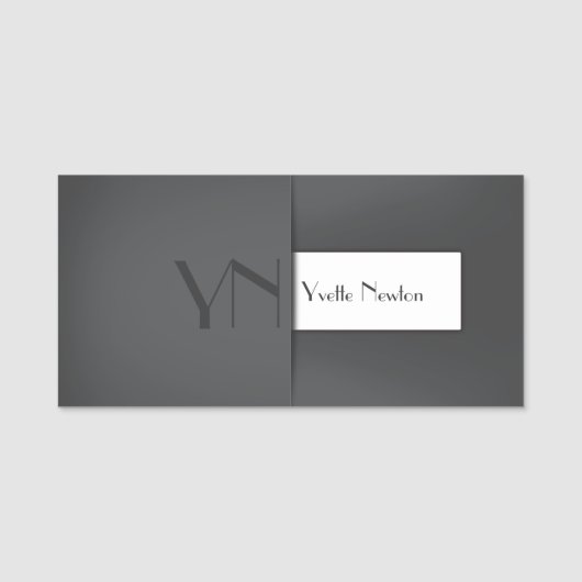 Modern Simple Grau Anthracite Monogramm Name Namensschild (Vorderseite)