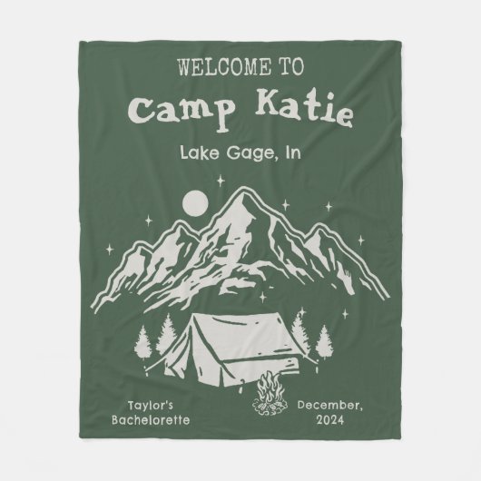 Modern Simple Green Camp Junggeselinnen-Abschied Fleecedecke (Vorderseite)