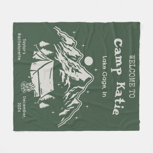 Modern Simple Green Camp Junggeselinnen-Abschied Fleecedecke (Vorderseite (Horizontal))