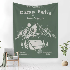 Modern Simple Green Camp Junggeselinnen-Abschied Fleecedecke