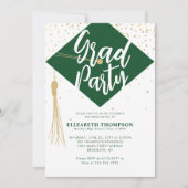 Modern Simple Green Gold Graduation Party Einladung (Vorderseite)