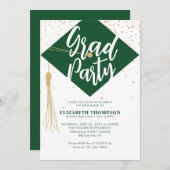 Modern Simple Green Gold Graduation Party Einladung (Vorne/Hinten)