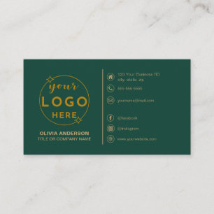Modern Simple Green Logo Custom Icons Social Media Visitenkarte