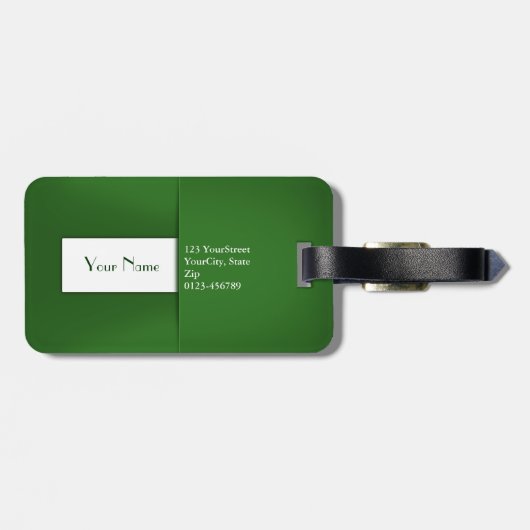 Modern Simple Green Monogram Gepäckanhänger (Rückseite horizontal)