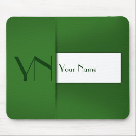 Modern Simple Green Monogram Name - Mousepad