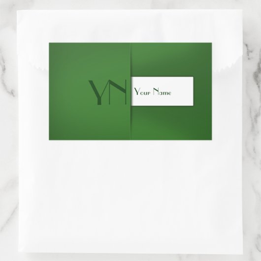 Modern Simple Green Monogram Rechteckiger Aufkleber (Tasche)