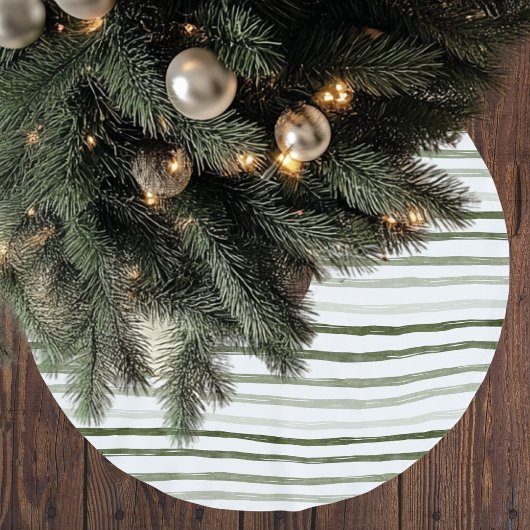 Modern Simple Green Strips Weihnachten Polyester Weihnachtsbaumdecke