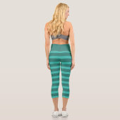 Modern Simple Green Two Tone Stripe line Geometris Capri Leggings (Rückseite)