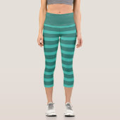 Modern Simple Green Two Tone Stripe line Geometris Capri Leggings (Vorderseite)