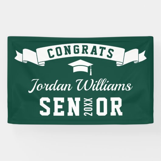 Modern Simple Green White Graduation Party 2024 Banner (Horizontal)