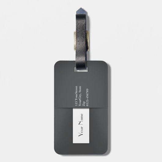 Modern Simple Grey Anthracite Monogram Name Gepäckanhänger (Rückseite vertikal)