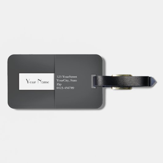 Modern Simple Grey Anthracite Monogram Name Gepäckanhänger (Rückseite horizontal)