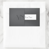 Modern Simple Grey Anthracite Monogram Name Rechteckiger Aufkleber (Tasche)