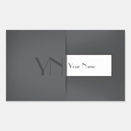 Modern Simple Grey Anthracite Monogram Name Rechteckiger Aufkleber (Vorderseite)