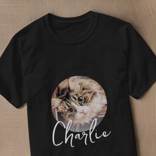 Modern Simple Grunge Custom Abzeichen Pet Foto Nam T-Shirt