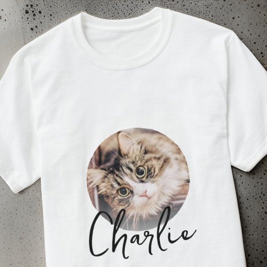 Modern Simple Grunge Custom Abzeichen Pet Foto Nam T-Shirt