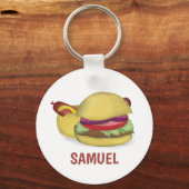 Modern Simple Hamburger Hotdog Cute Custom Schlüsselanhänger (Vorderseite)