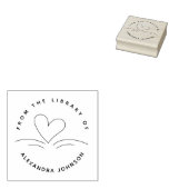 Modern Simple Hand-drawn Book & Heart Library Gummistempel (Stempel)