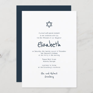 Modern Simple Handschrift Typografie Bat Mitzvah Einladung