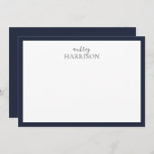 Modern Simple Handwriting Name Navy Blue Mitteilungskarte (Vorne/Hinten)