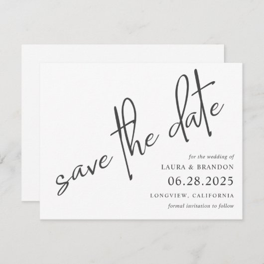 Modern Simple Handwriting Script Save the Date (Vorne/Hinten)