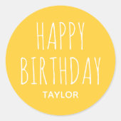 Modern Simple Happy Birthday Sticker Gelb (Vorderseite)