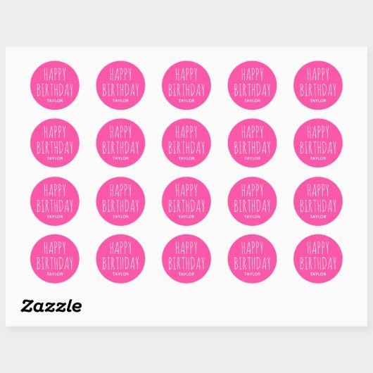 Modern Simple Happy Birthday Sticker Pink (Blatt)
