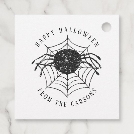 Modern Simple Happy Halloween Spider Web Geschenkanhänger (Rückseite)