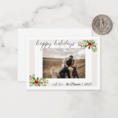 Modern Simple Happy Holidays Family Photo Card Mitteilungskarte (Vorderseite/Rückseite Beispiel)
