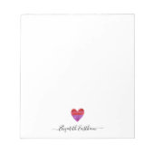 Modern Simple Heart Script Notizblock (Vorderseite)