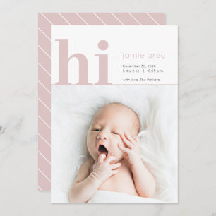 Modern Simple Hello Baby Girl Geburtsankündigung Feiertagskarte