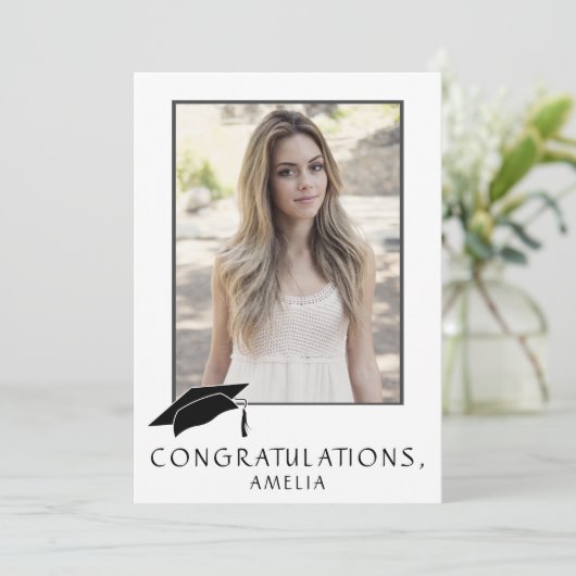 Modern Simple Herzlichen Glückwunsch Abschluss Fot Karte (Stehend Vorderseite)