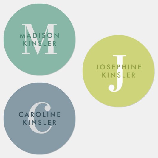 Modern Simple Initial Green Blue Waterproof Name L Etiketten (Gruppe)