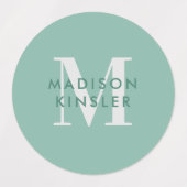 Modern Simple Initial Green Blue Waterproof Name L Etiketten (Design 1)