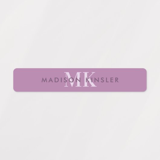Modern Simple Initial Lila Boho Wasserfester Name Etiketten (Design 1)