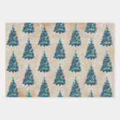 Modern Simple Kraft Snowy Green Christmas Trees Geschenkpapier Set (Vorderseite 2)