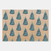 Modern Simple Kraft Snowy Green Christmas Trees Geschenkpapier Set (Vorderseite)