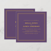 Modern Simple Lavender Gold Wedding Einladung (Vorne/Hinten)