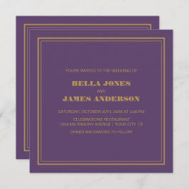 Modern Simple Lavender Gold Wedding Einladung