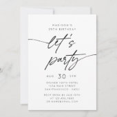 Modern Simple Let's Party Script Birthday Photo Einladung (Vorderseite)