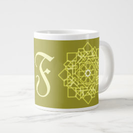 Modern Simple line stripes floral monogram name Jumbo-Tasse