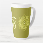 Modern Simple line stripes floral monogram name Milchtasse (Rechte Ecke)