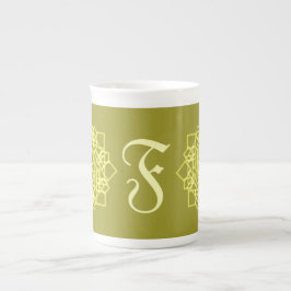 Modern Simple line stripes floral monogram name Porzellantasse