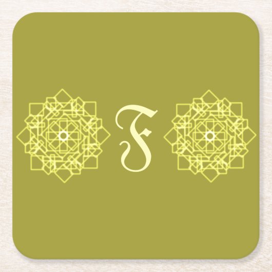 Modern Simple line stripes floral monogram name Rechteckiger Pappuntersetzer (Vorderseite)